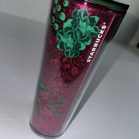 Starbucks Christmas Holiday 2022 Flowers Glitter 24 oz Cold Cup Tumbler *new - Picture 7 of 8